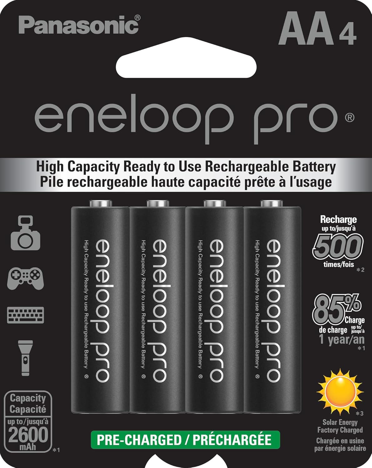 4 Pilhas AA Recarregáveis da Eneloop Pro 2550 mAh