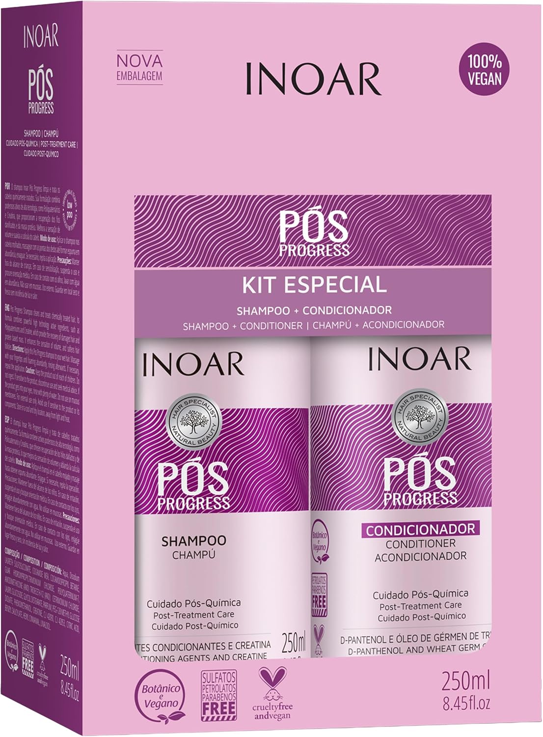 Shampoo Inoar Pós-Progressiva Fios Perfeitos com D-Pantenol e Óleo de Argan