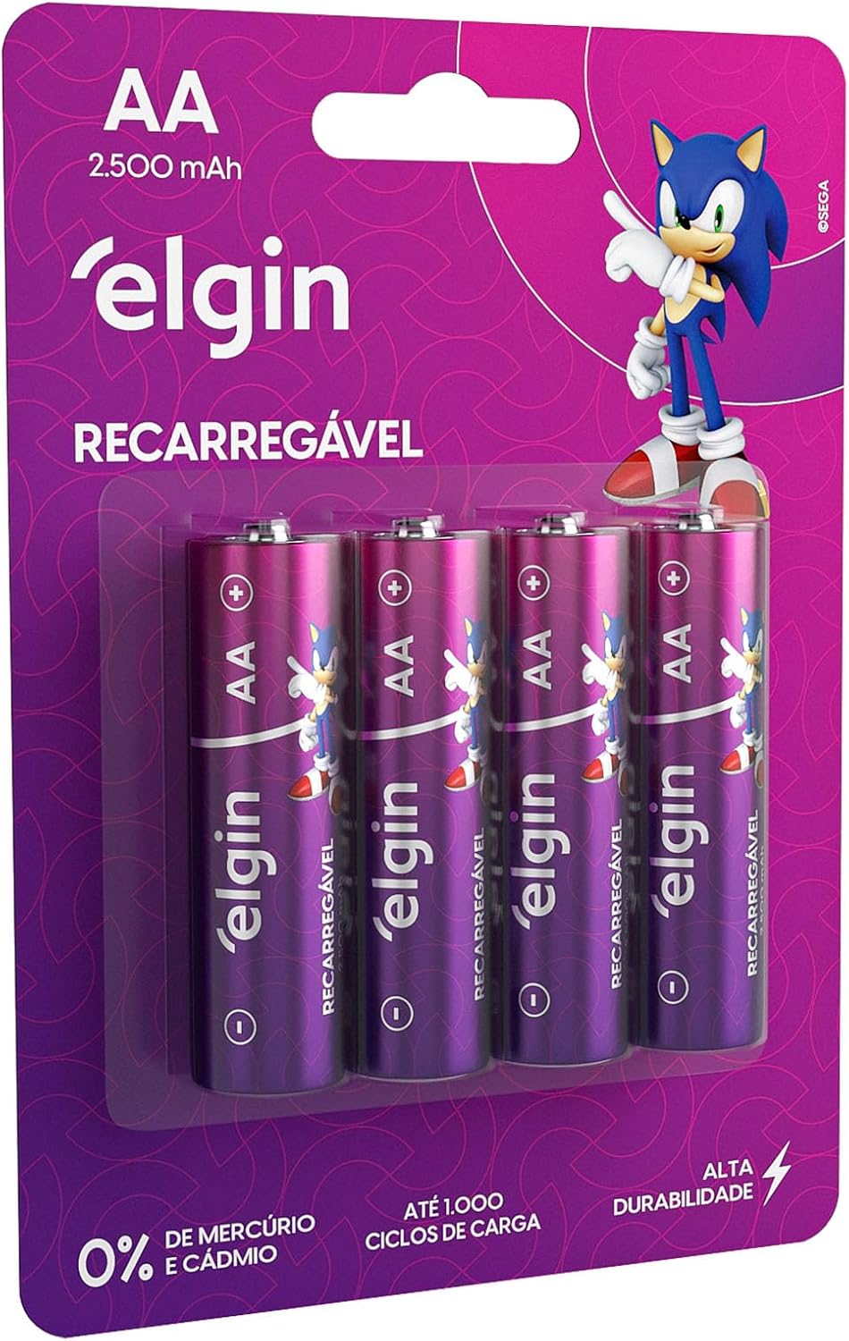 Pilha recarregável AA 2500Mah Elgin com 4 unidades Comum — análise