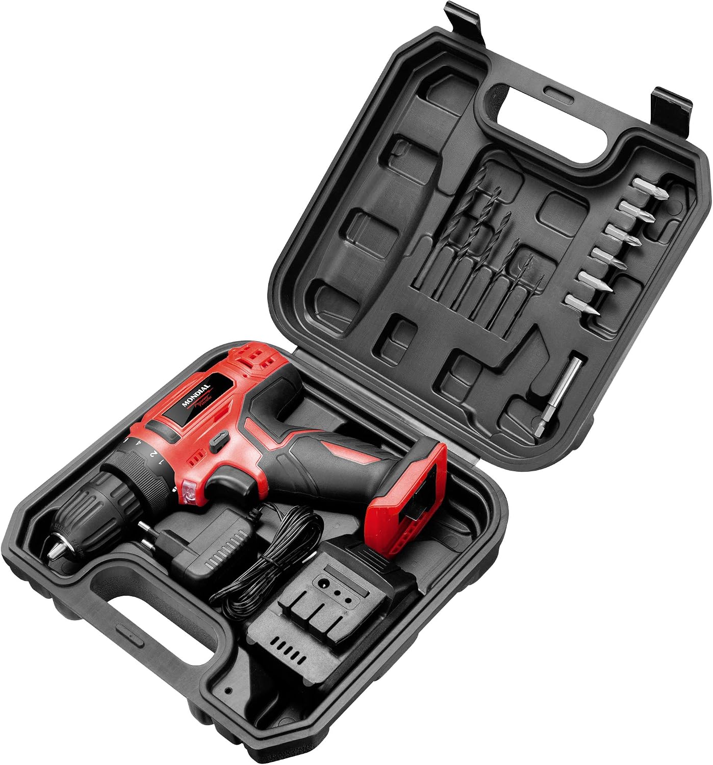 Furadeira e Parafusadeira a Bateria 12V Mondial Power Tools FPF-06M com Maleta e 11 Acessórios Bivolt