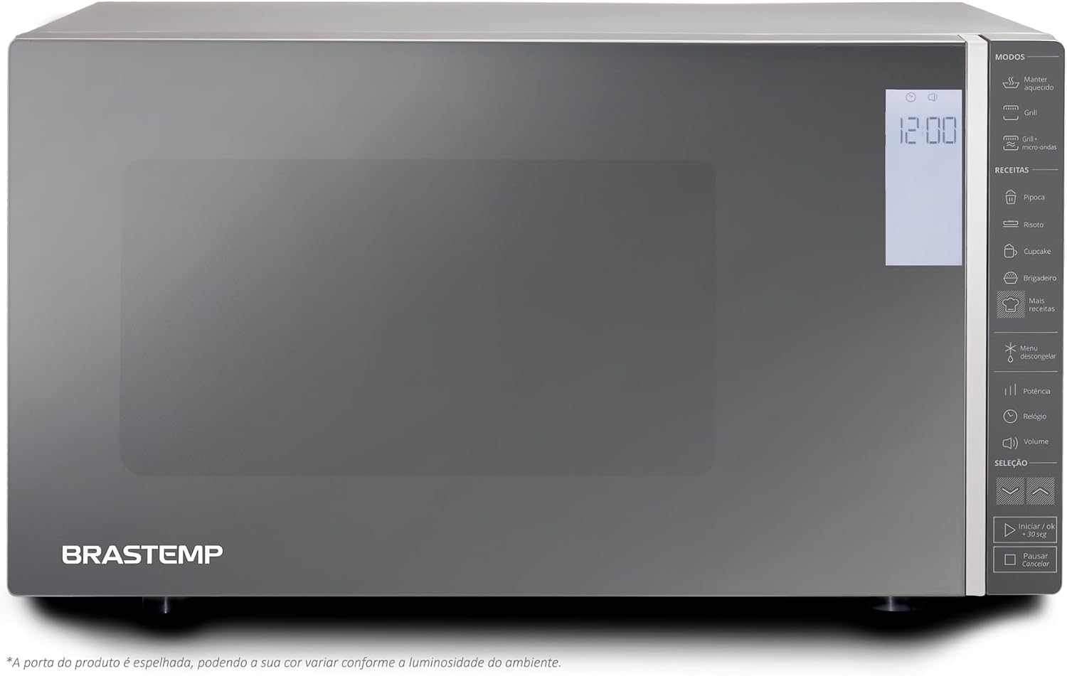Micro-ondas Brastemp 32 Litros Inox Espelhado com Grill e Painel Integrado - BMG45AR