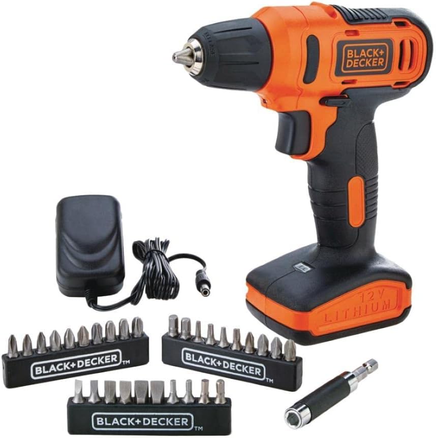 Furadeira e Parafusadeira a Bateria 12V Black+Decker LD12SP Íon Lítio com Caixa Transparente e 13 Acessórios Bivolt