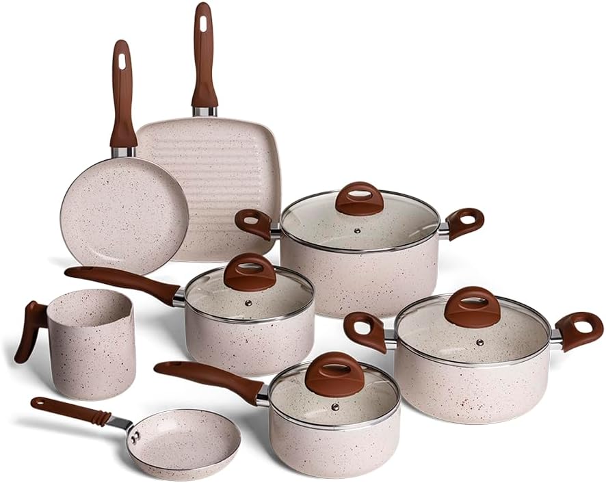 Jogo de Panelas Brinox Ceramic Life Smart Plus Vanilla 8 Peças (Cód.