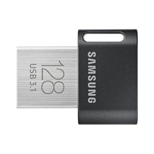 SAMSUNG Unidade flash USB FIT Plus 3.1, 128 GB, 400 MB/s, conecte e permaneça, expansão de armazenamento para laptop, tablet, Smart TV, sistema de áudio de carro, console de jogos, MUF-128AB/AM, cinza