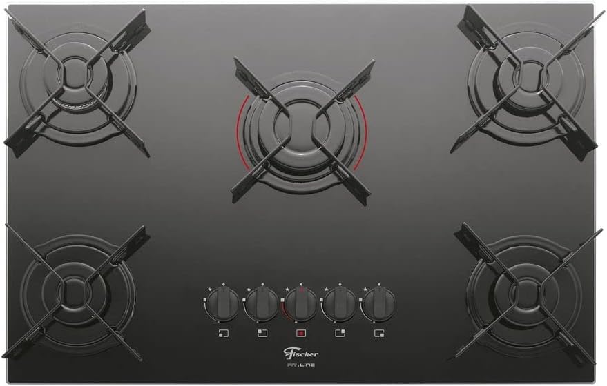 Fischer Fit Line 5Q 26343-57174 — cooktop a gás com 5 bocas, vidro