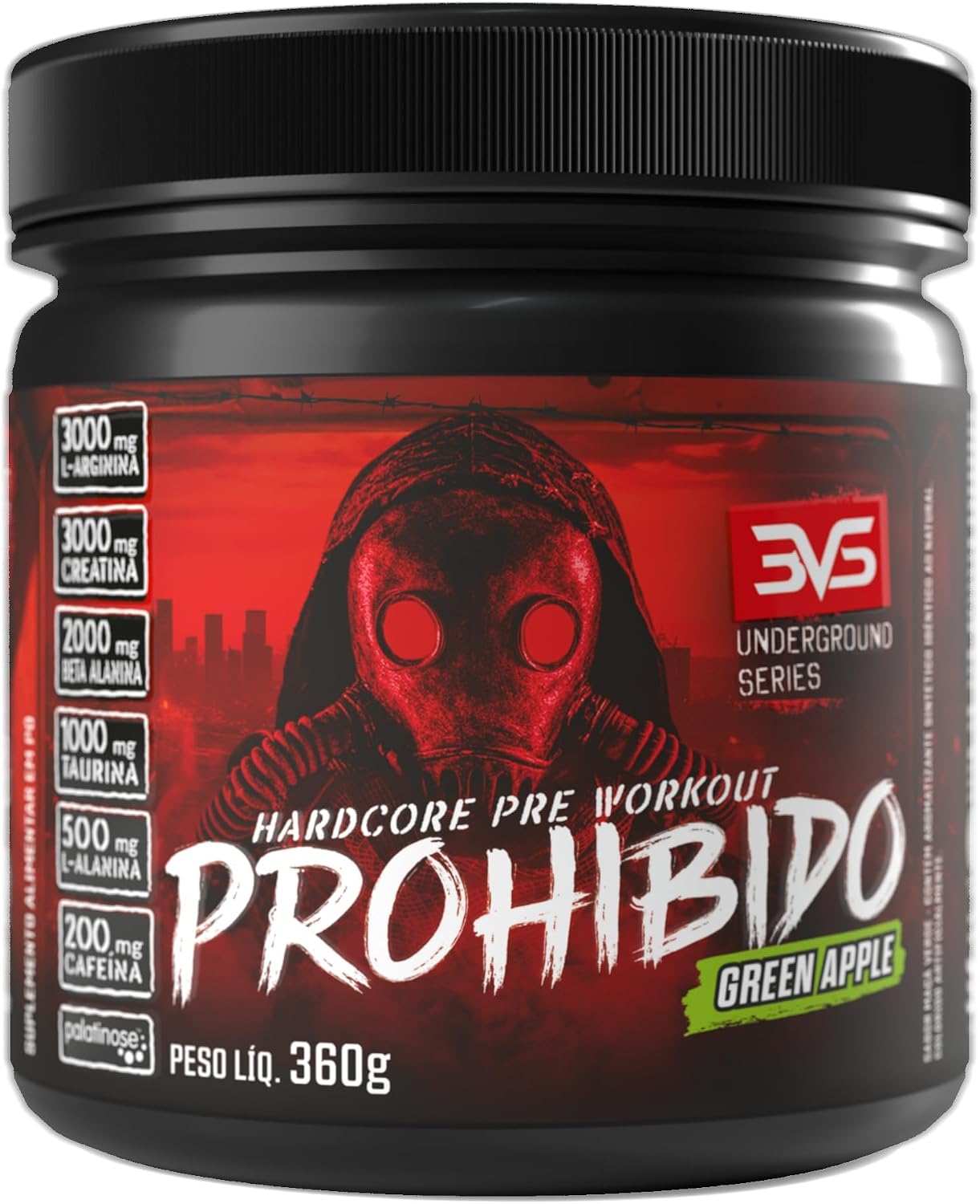 Pré-Treino Prohibido 360g Sabor Maçã Verde - 3VS Nutrition
