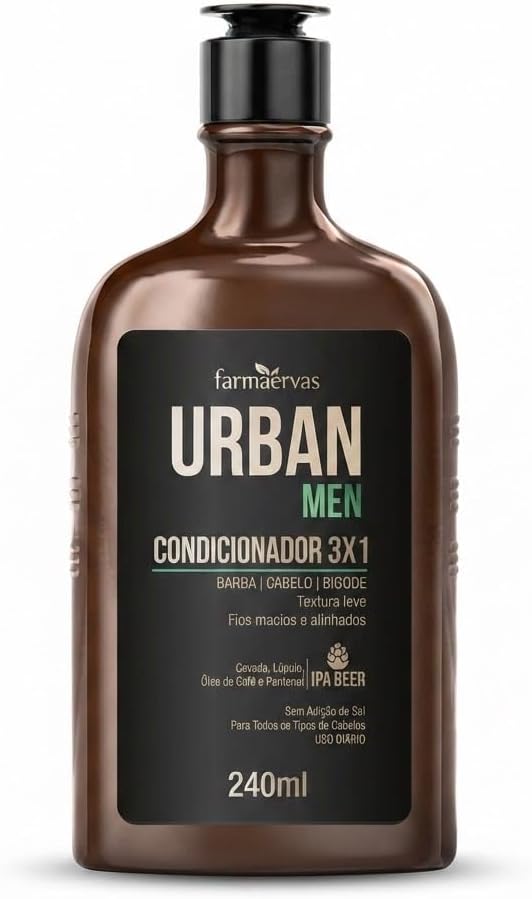 Urban Men Condicionador Cabelo e Barba com Extrato de Lúpulo
