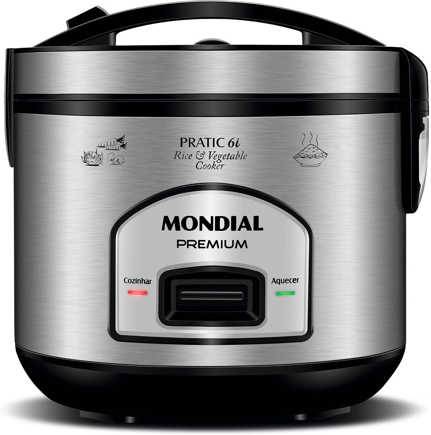 Panela Elétrica de Arroz Mondial Pratic Rice 6 Premium Preto/Inox