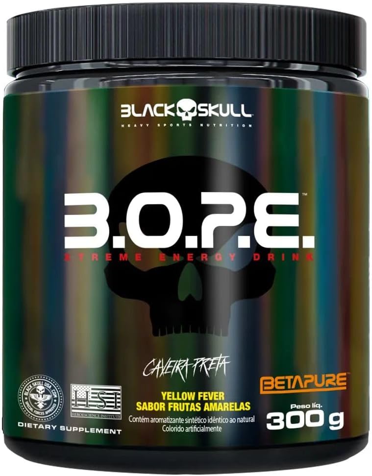 Pré-Treino B.O.P.E. 300g Sabor Frutas Amarelas - Black Skull