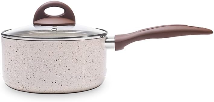 Panela Brinox Ceramic Life Smart Plus com Revestimento Cerâmico e Tampa de Vidro 18 cm 1,5 L Vanilla