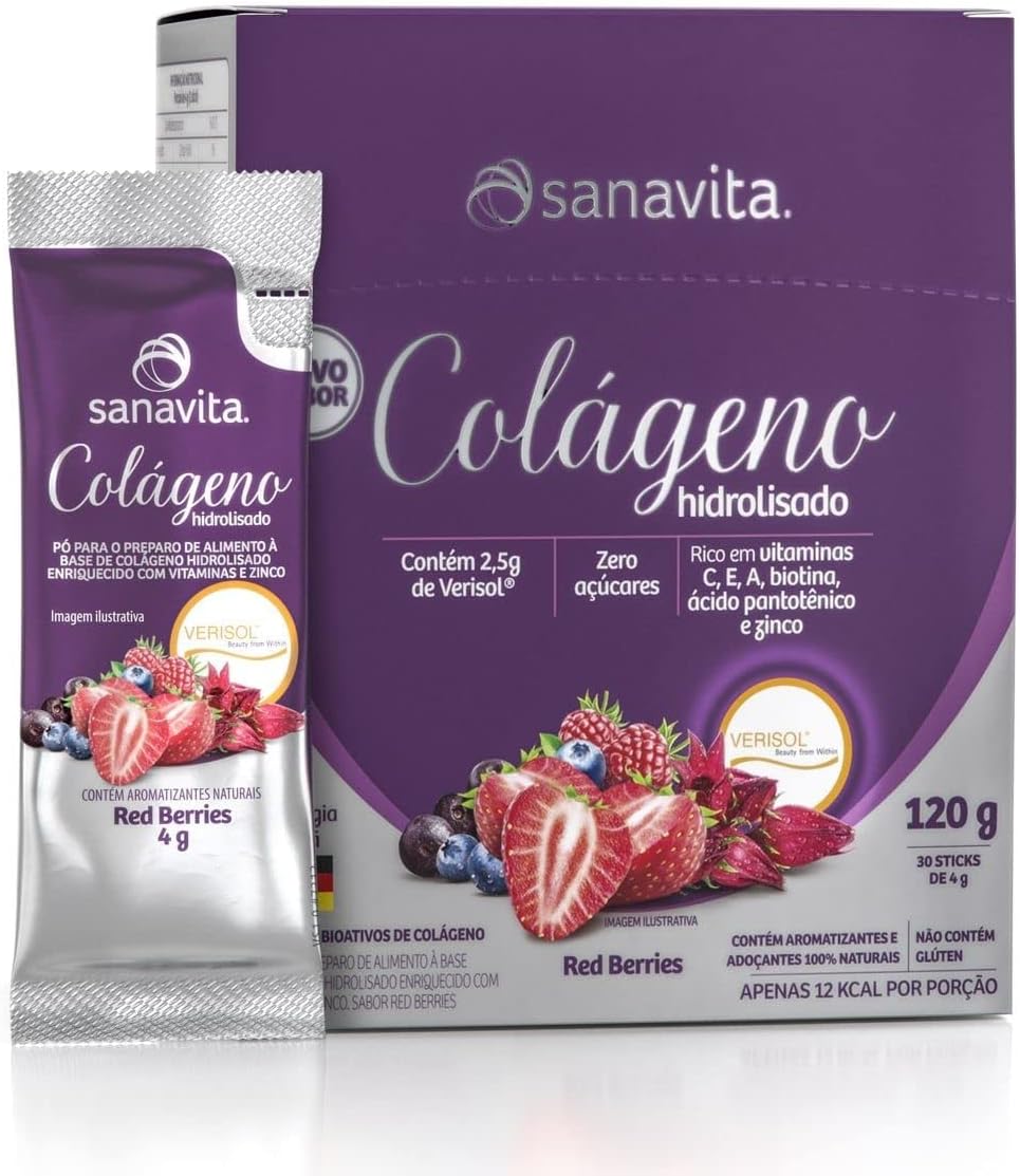 Colágeno Ácido Hialurônico + Verisol Lata Sabor Frutas Vermelhas