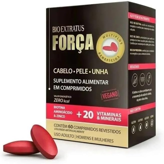 Suplemento Alimentar Bio Extratus Força Cabelo e Unhas 60 Comprimidos