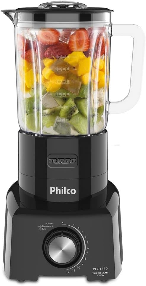 Liquidificador Philco PLQ1350 Turbo Glass, Copo de Vidro 2L, 1300W