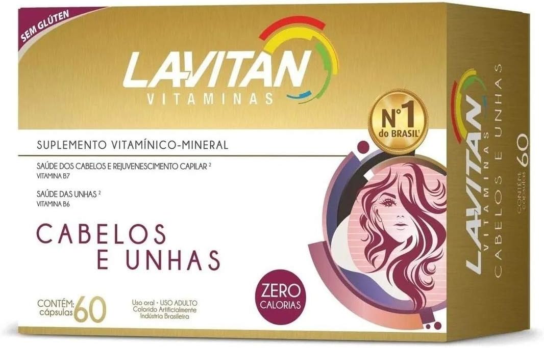 Suplemento Vitamínico Lavitan Mais Cabelos e Unhas Cimed 60 Cápsulas