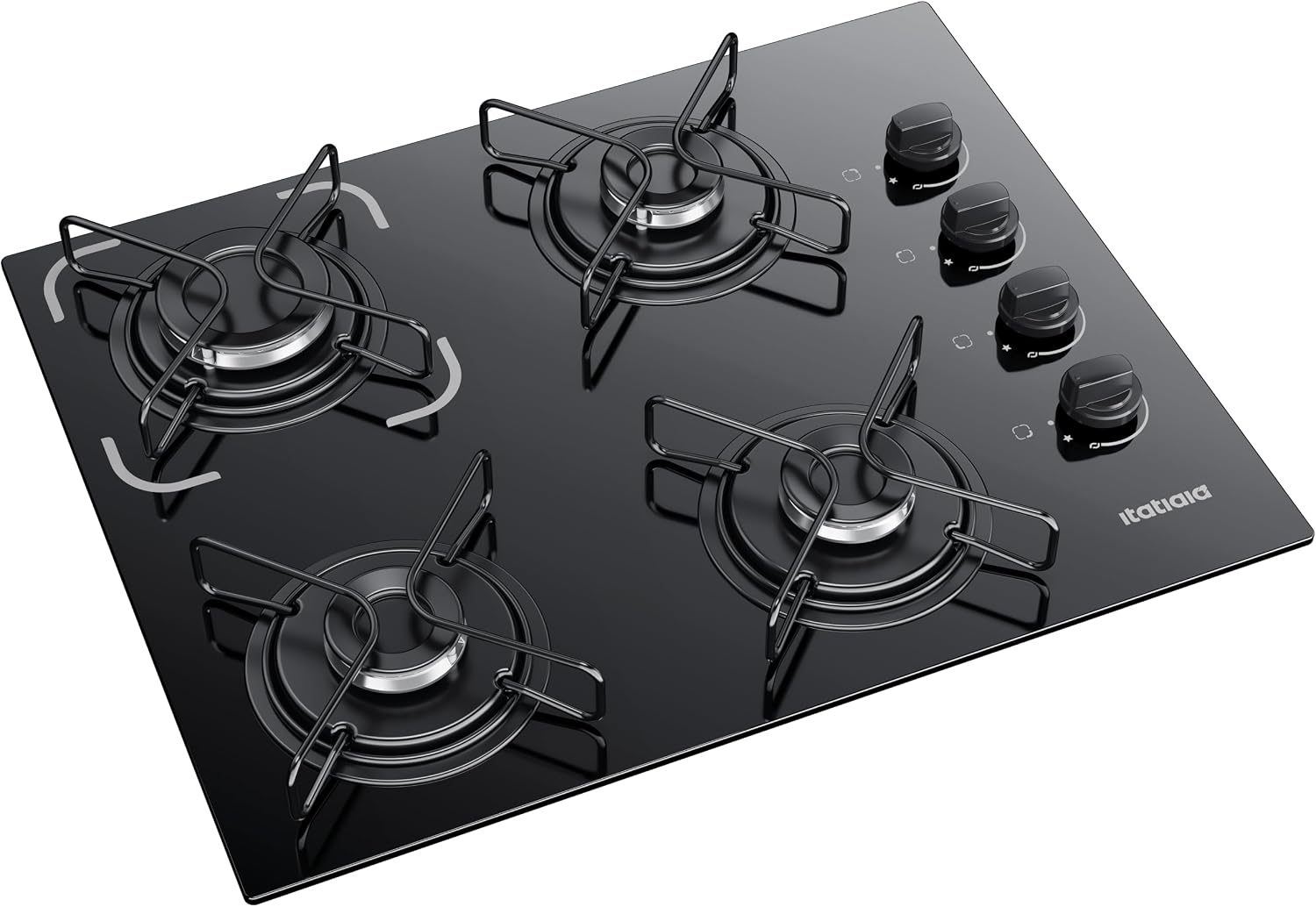 Itatiaia Essencial ESS 4Q — cooktop a gás com 4 bocas, vidro preto