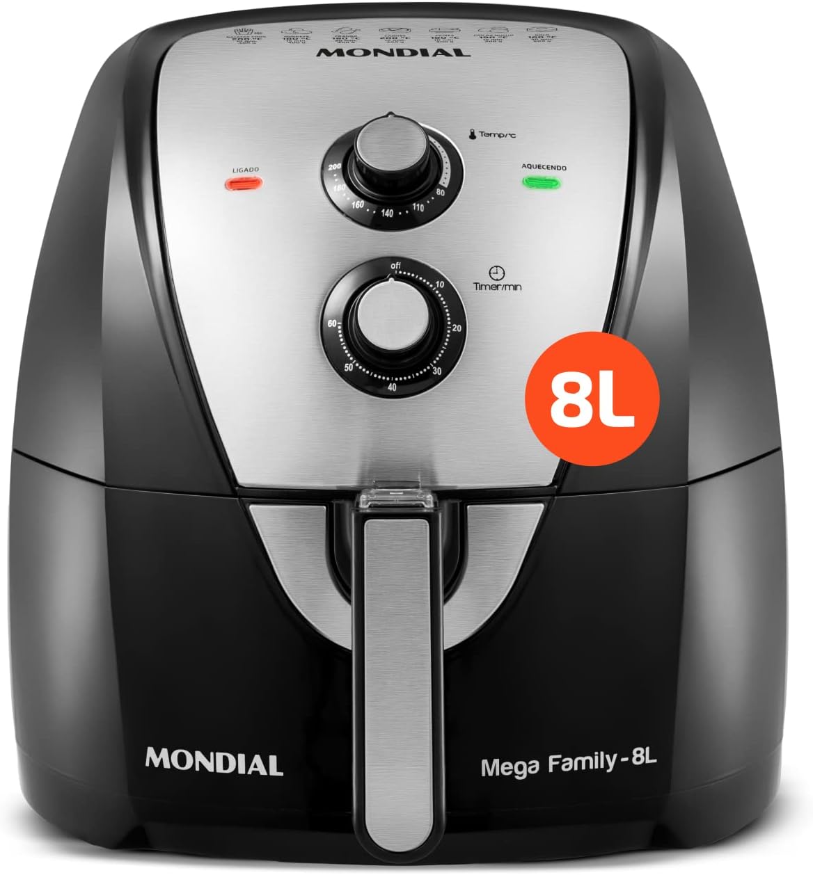 Fritadeira Elétrica sem Óleo Air Fryer Mondial Mega Family Inox 8L