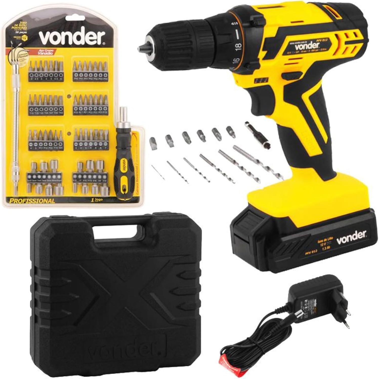 Parafusadeira e Furadeira a Bateria 12V Vonder PFV 012