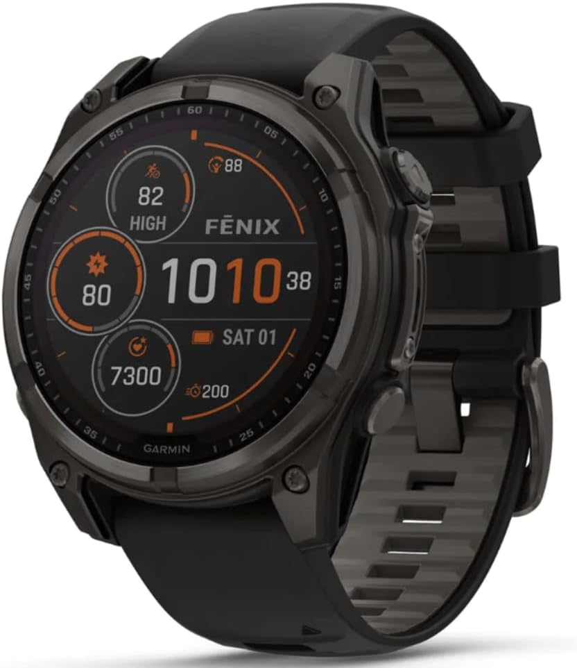 Garmin Relógio Fenix 8 Safira Cinza Titânio 47mm com Monitor Cardíaco de Pulso e GPS