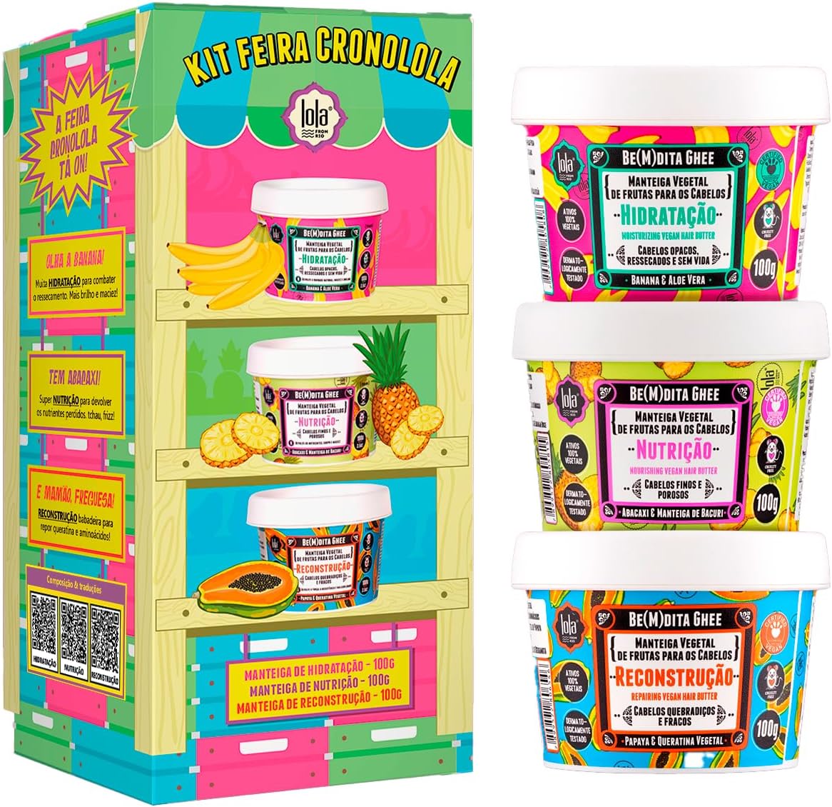 Kit Cronograma Capilar Be(m) dita Ghee 3 Produtos, Lola Cosmetics