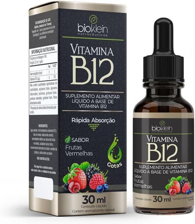 Vitamina B12 (Metilcobalamina) Gotas 30ml Sublingual Sabor Frutas Vermelhas - Vitafor
