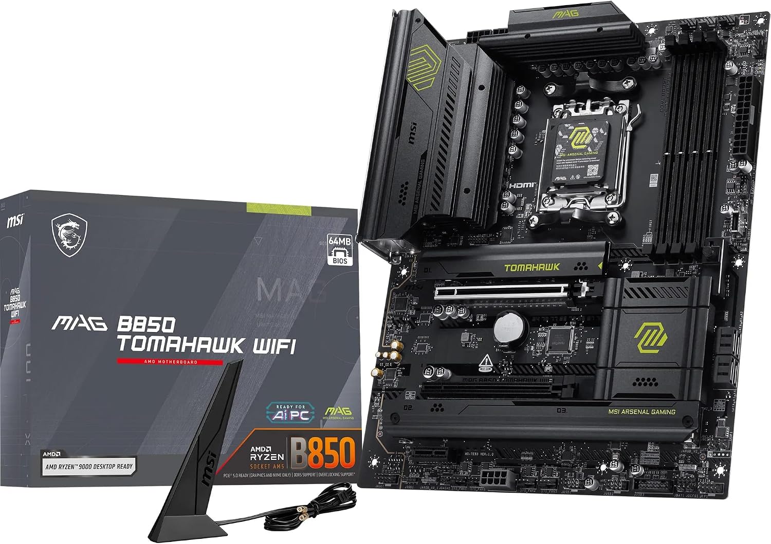MSI Placa-mãe MAG B850 TOMAHAWK WIFI, ATX - Suporta processadores